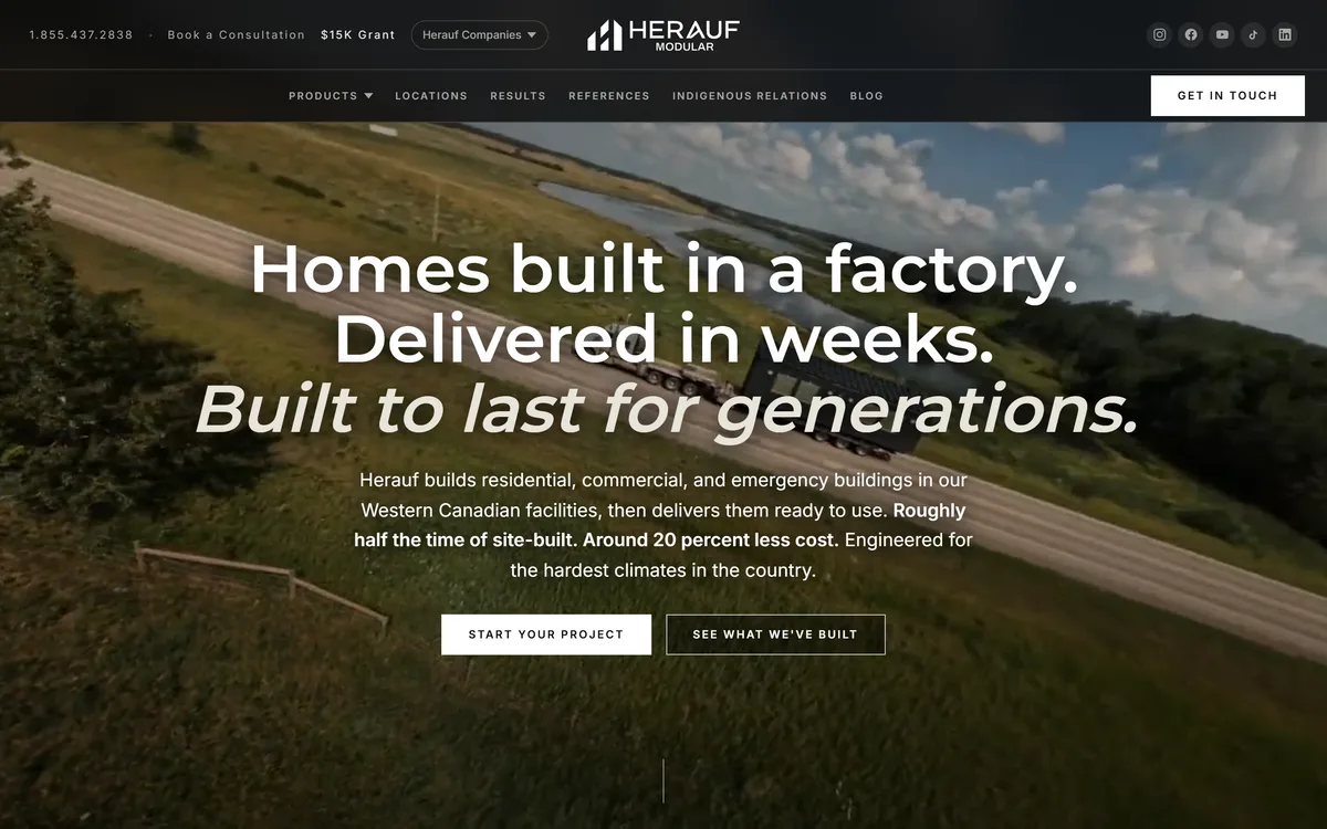 Herauf Modular website, hand-built by Elliot Digital