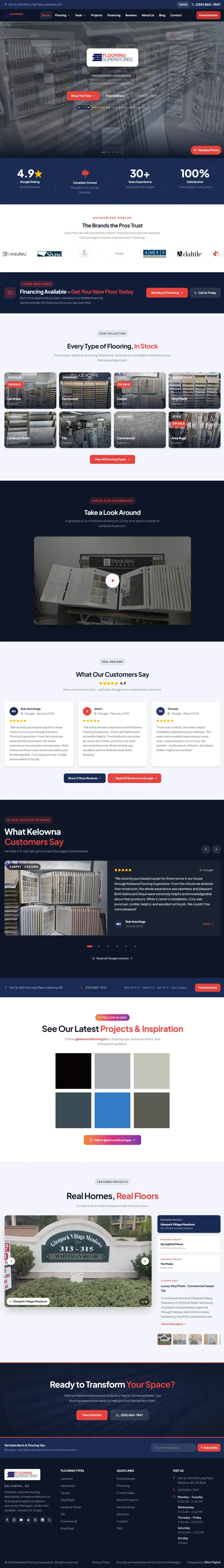 Kelowna Flooring Superstore website, full page