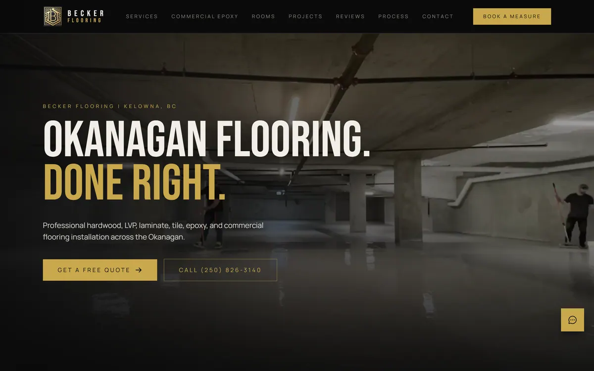 Becker Flooring website built by Elliot Digital, Lake Country BC