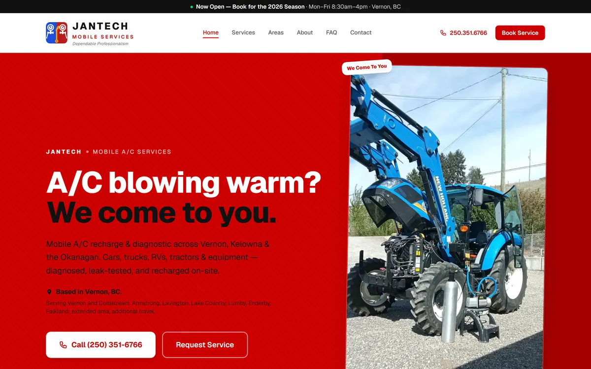 Jantech Services website built by Elliot Digital, Penticton BC