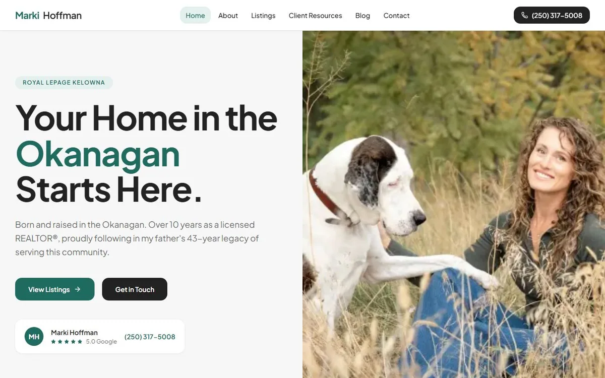 Marki Hoffman real estate website built by Elliot Digital, Kelowna BC
