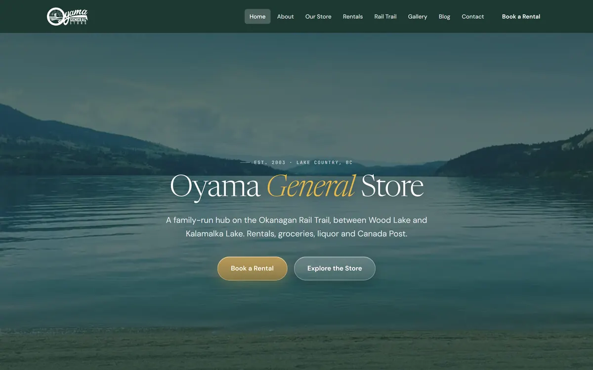 Oyama General Store website built by Elliot Digital, Lake Country BC