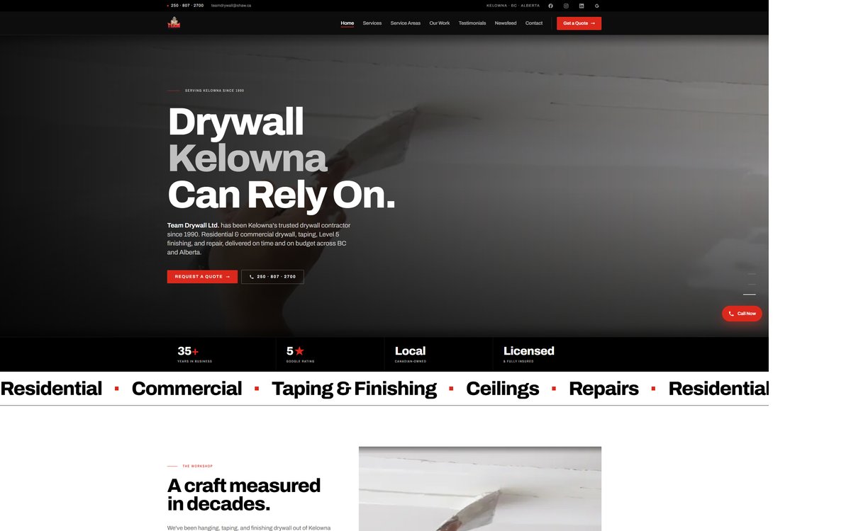 Team Drywall Trades & Construction project, hand-built by Elliot Digital